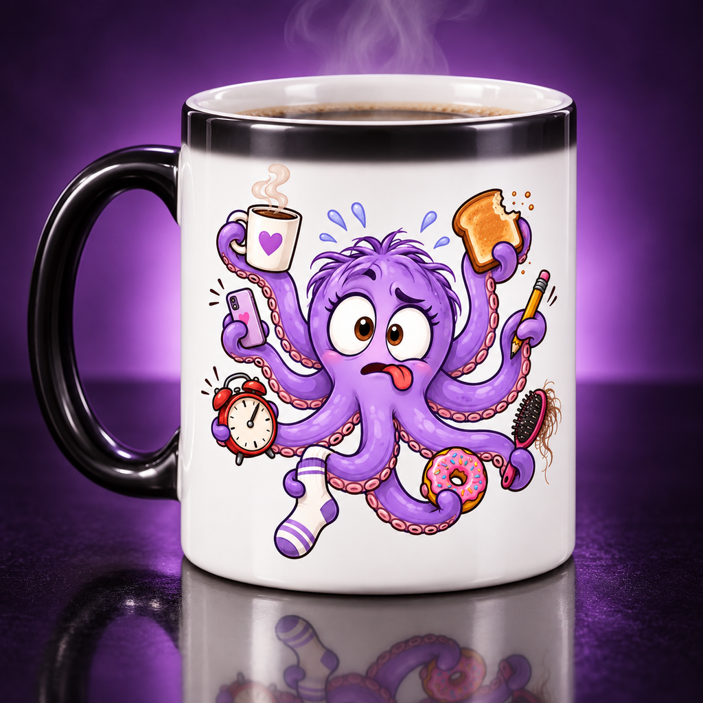 Busy Octopus color-changing mug in its hot revealed state