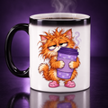 Coffee Cat illustrated heat-reveal mug, shown hot.