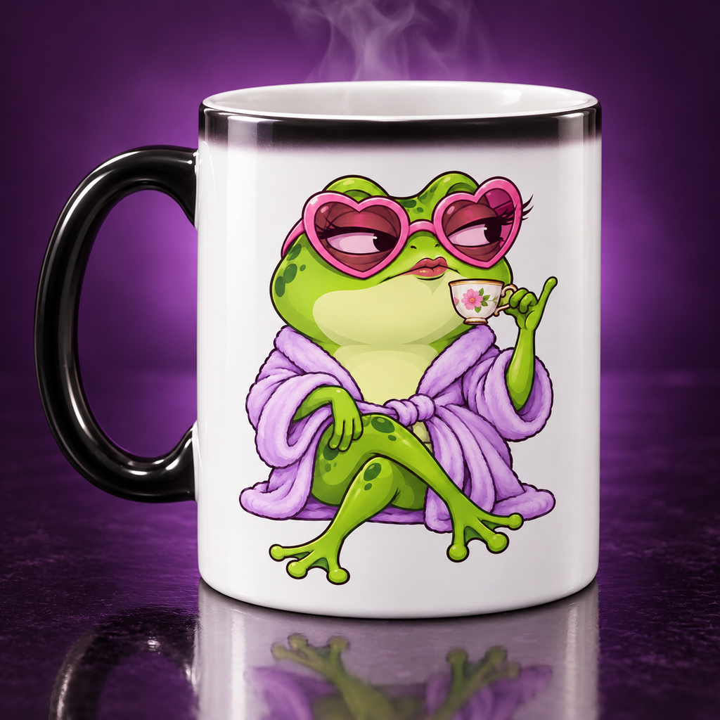 Drama Frog color-changing mug in its hot revealed state